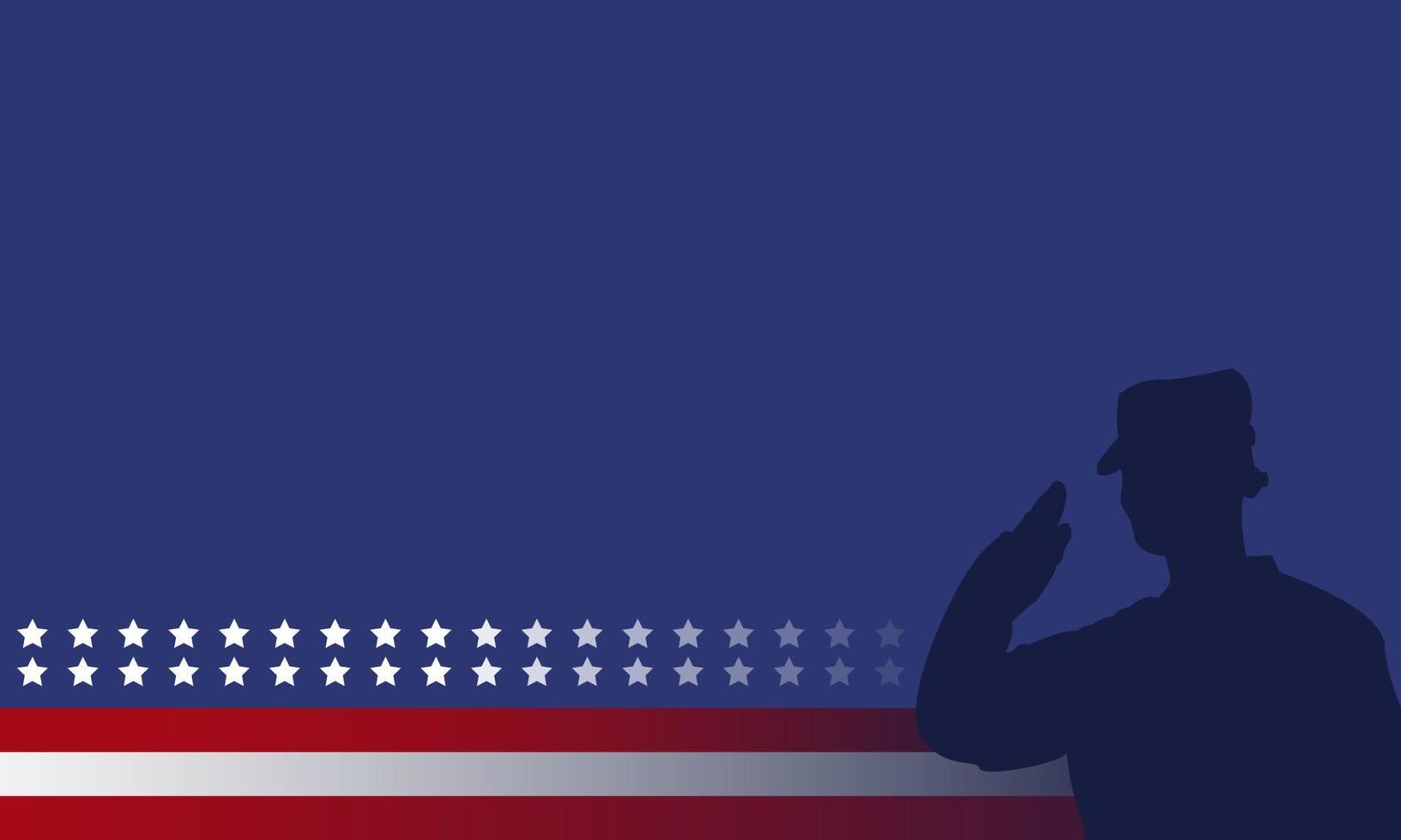 Veterans day background with silhouette of a soldier saluting and copy space area vector