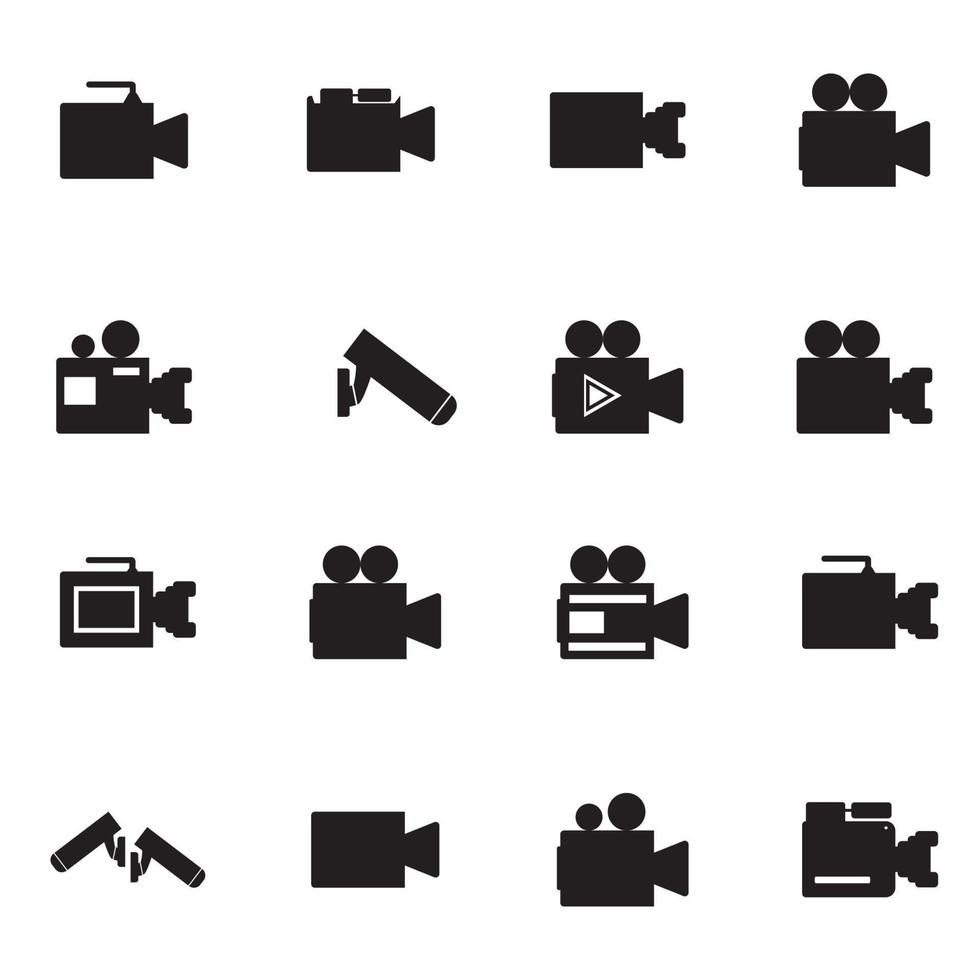 conjunto de iconos de cámara. conjunto de iconos de fotografía. icono de cámara de seguridad. icono de foto y video. conjunto de iconos multimedia iconos vectoriales de línea plana vector