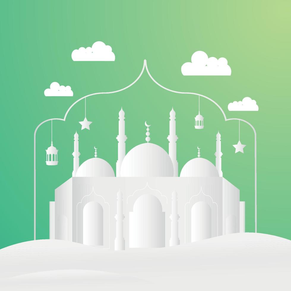 diseño de mezquita simple para ramadán y eid vector