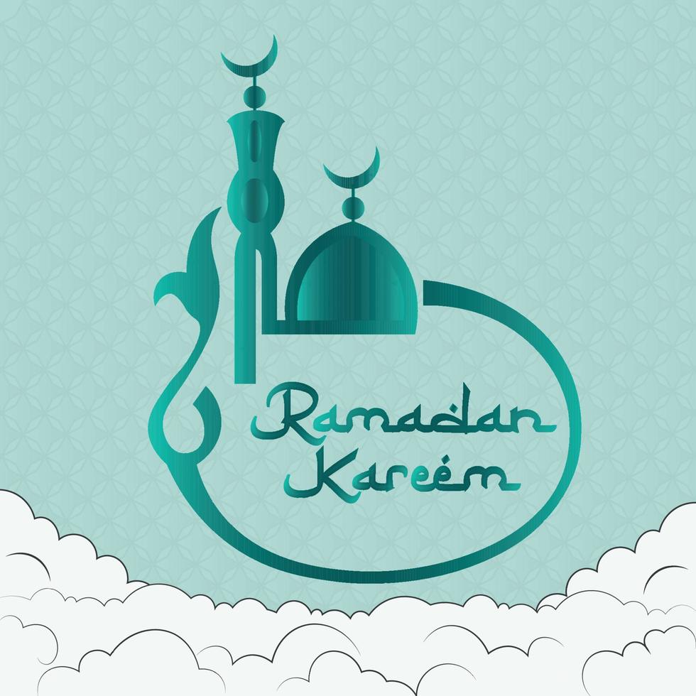 Ramadan Kareem festival social media post design with mosque vector