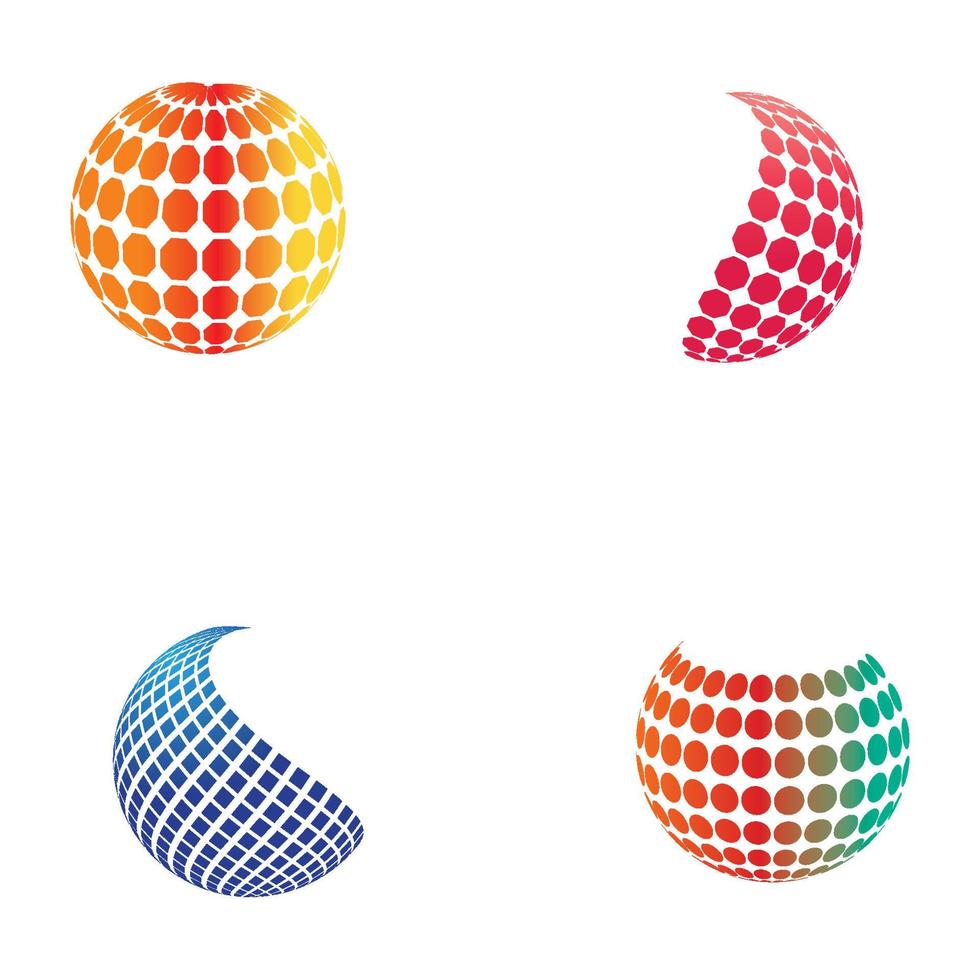 Diseño de logotipo de globo digital 3d. ilustración de vector de icono. este logotipo es adecuado para las tecnologías mundiales de la empresa mundial y las agencias de medios y publicidad