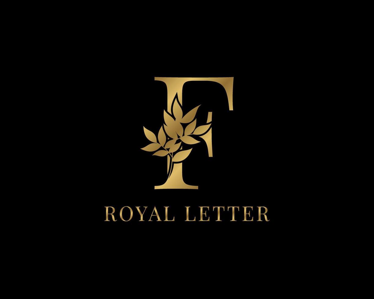 luxury decorative vintage golden royal letter F vector