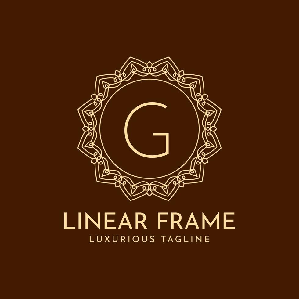 letter G minimalist circle frame linear luxury decoration vector logo design