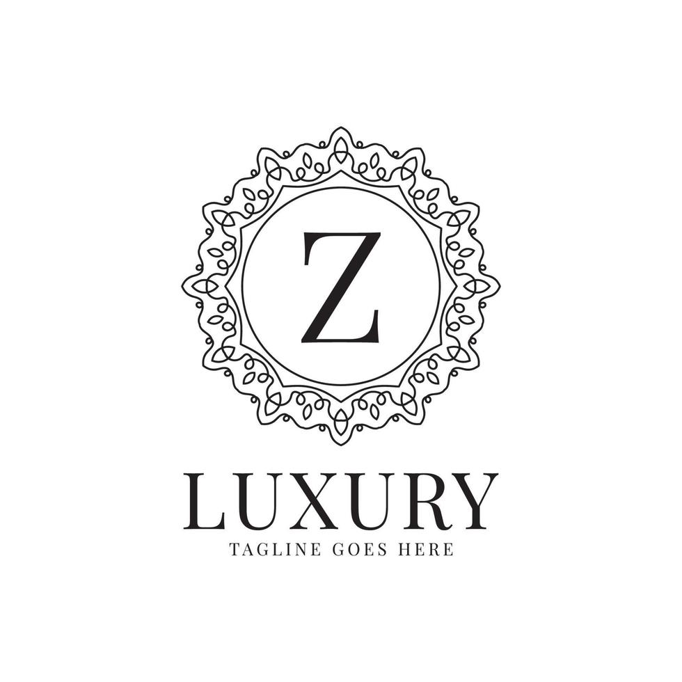 diseño de logotipo de vector de decoración de encaje minimalista de círculo de lujo de letra z