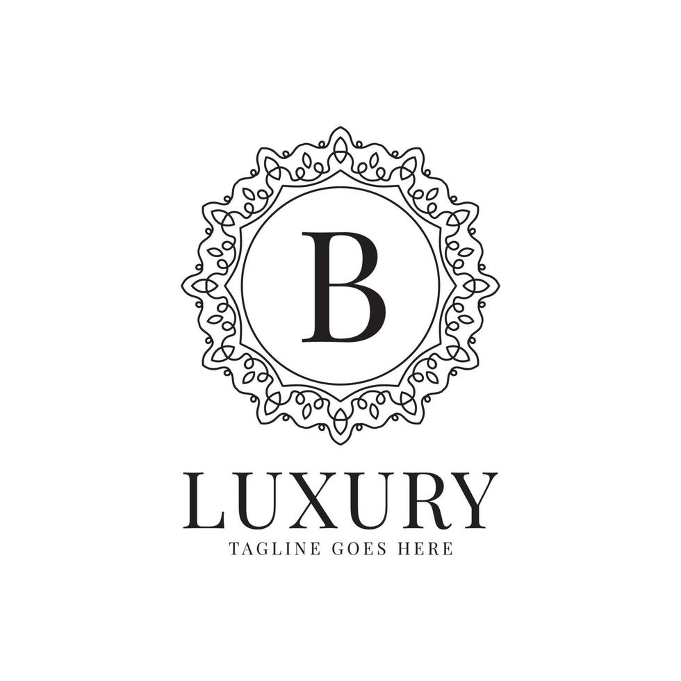 letter B luxury circle minimalist lace decoration vector logo design