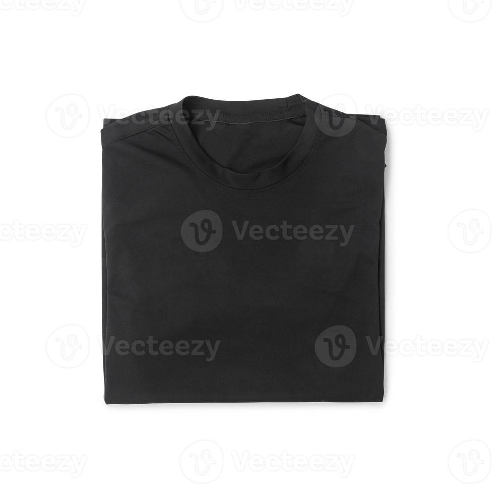 Black folded sport t-shirt mockup front and back isolated on white background with clipping path photo