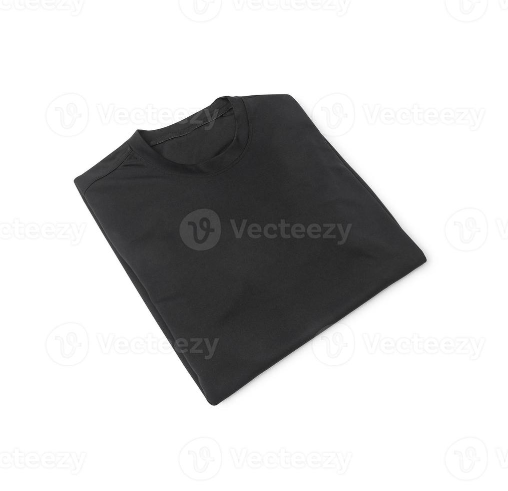 Black folded sport t-shirt mockup front and back isolated on white background with clipping path photo