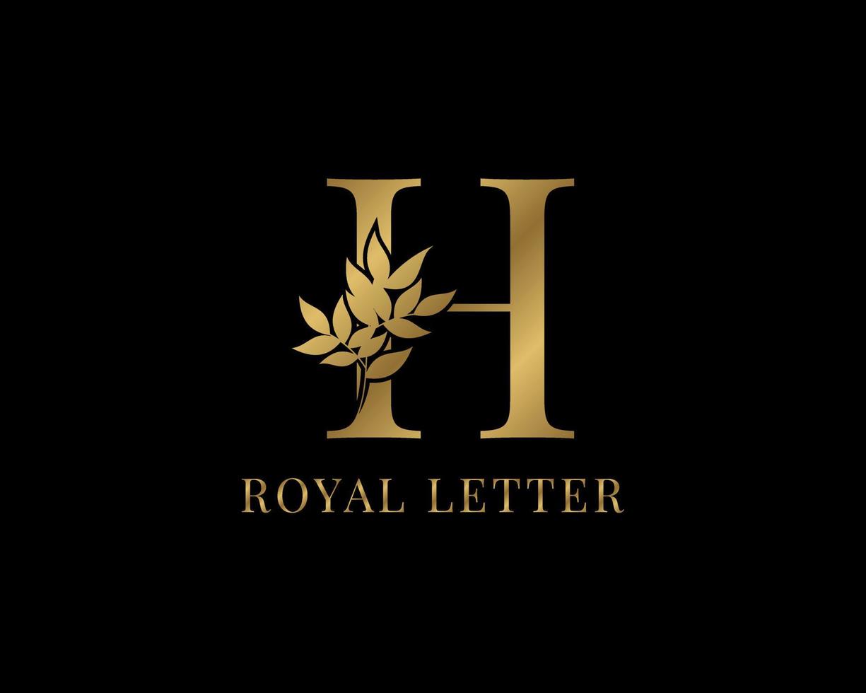 luxury decorative vintage golden royal letter H vector