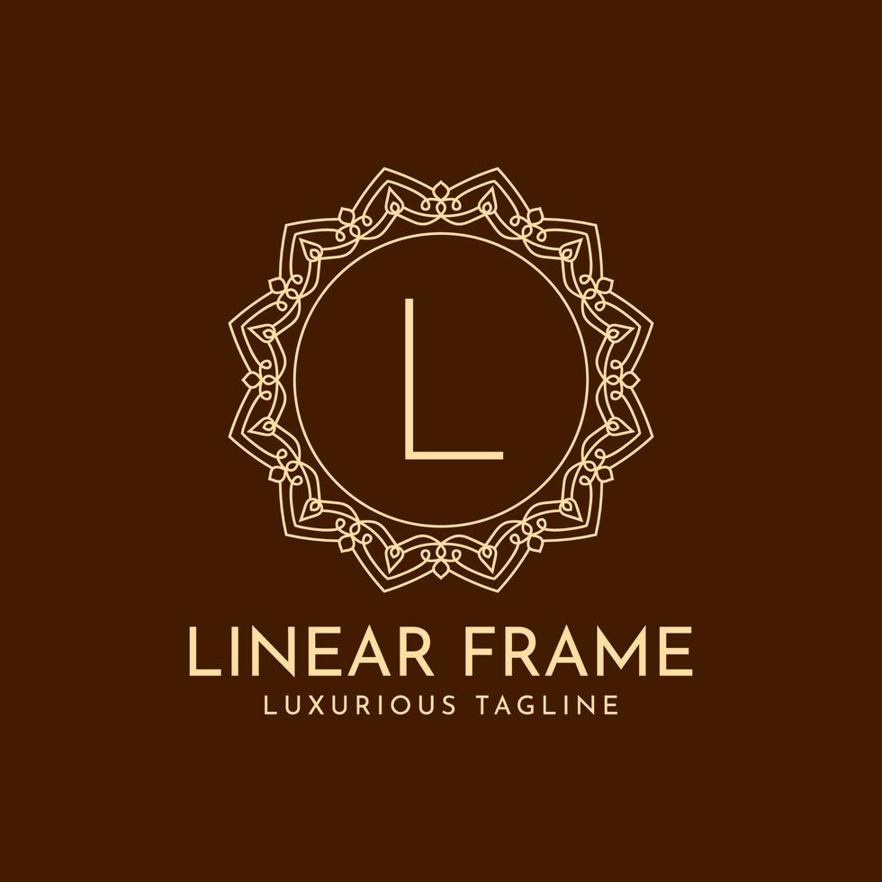 letra l marco de círculo minimalista diseño de logotipo de vector de decoración de lujo lineal