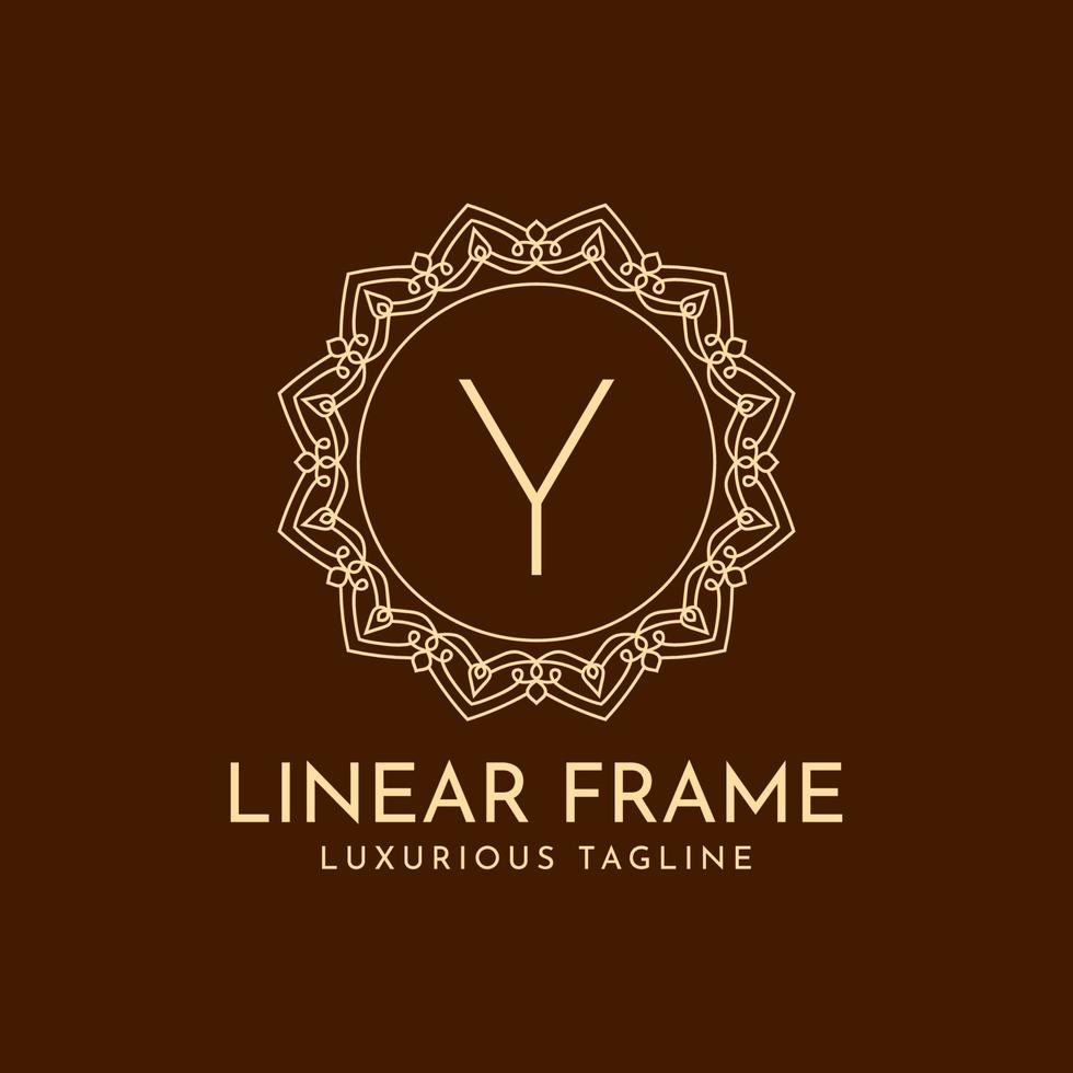 letter Y minimalist circle frame linear luxury decoration vector logo design