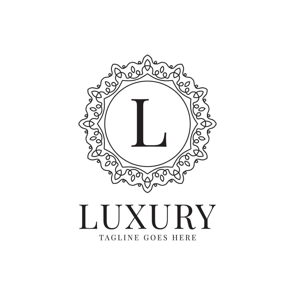 letter L luxury circle minimalist lace decoration vector logo design