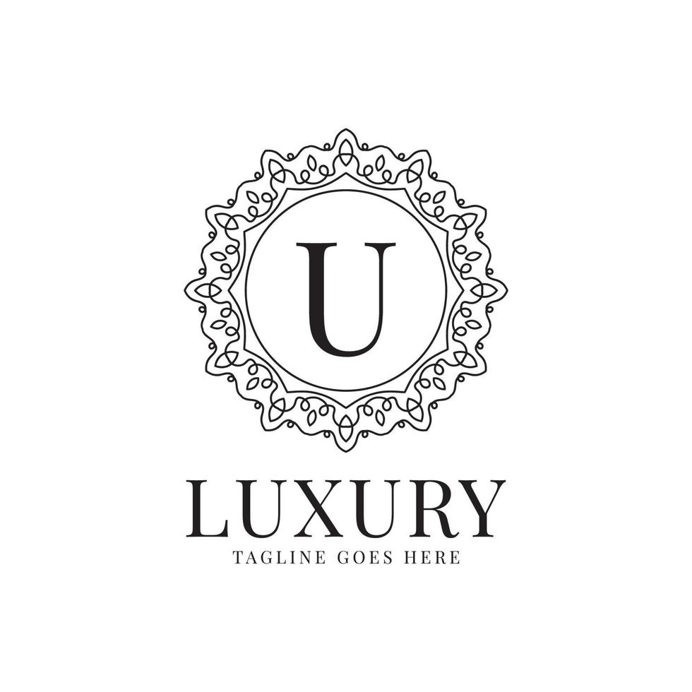 letter U luxury circle minimalist lace decoration vector logo design