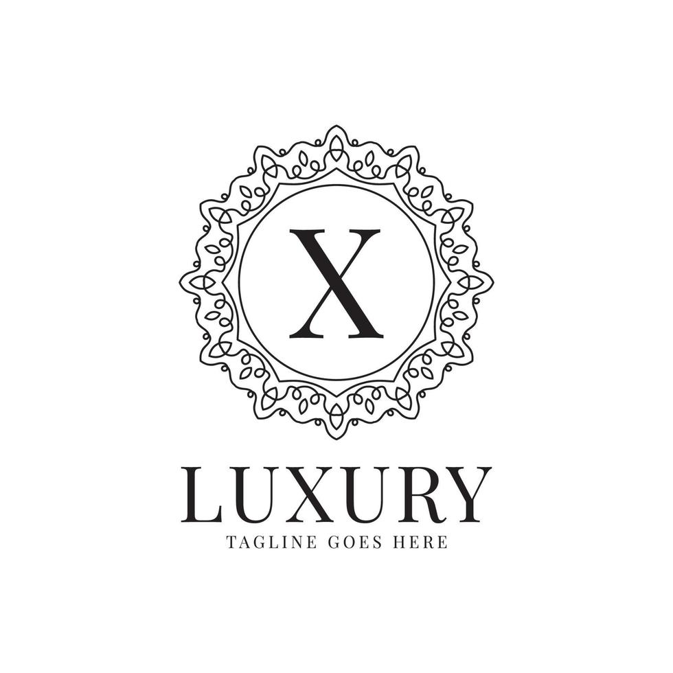 letter X luxury circle minimalist lace decoration vector logo design