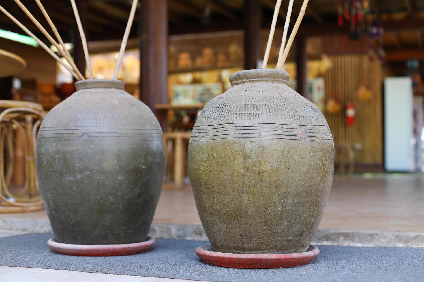 Traditional alcohol pottery jars photo