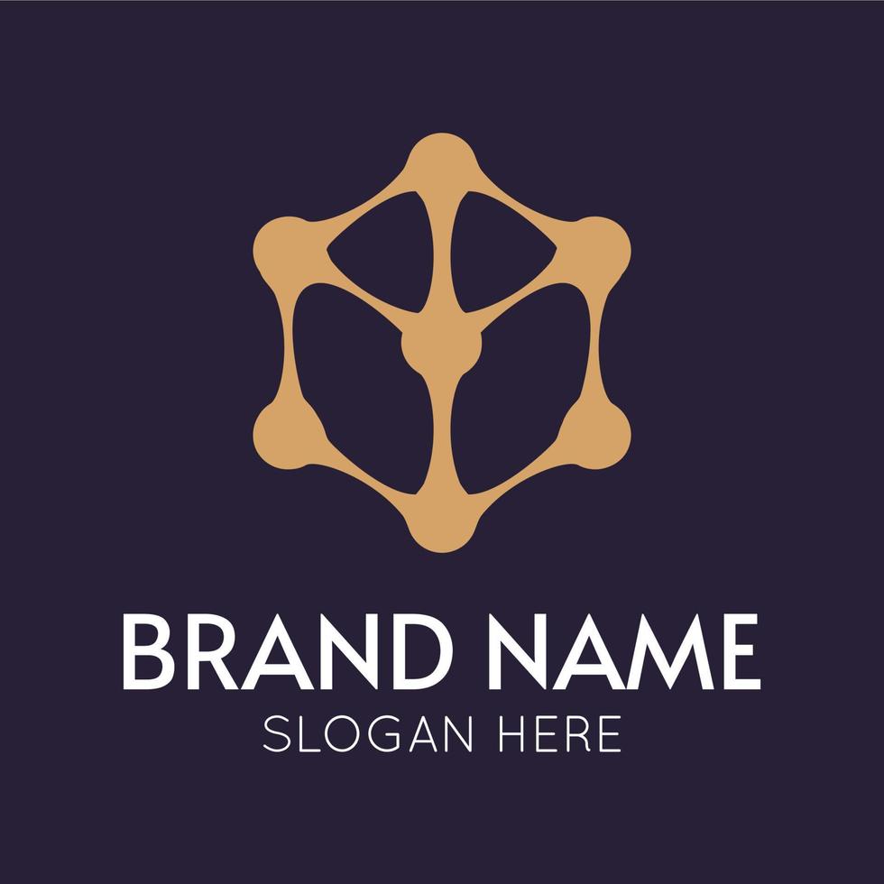 simple connection cube shape vector logo template for creative media and business company