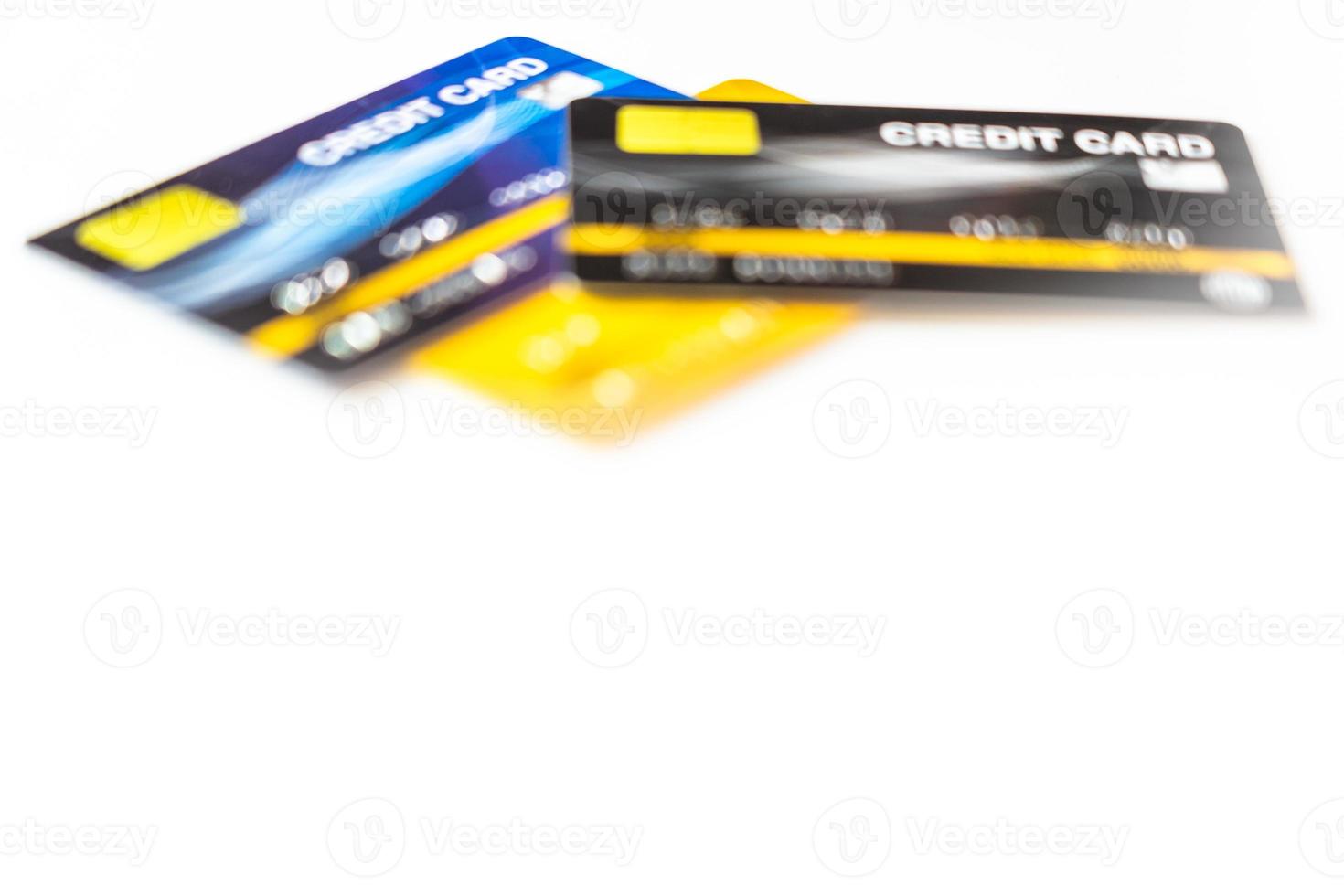 Blurred credit card on table. photo