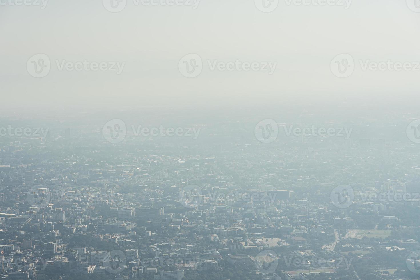 View from on top mountain of PM 2.5 air pollution problem in Chiang Mai, Thailand. photo