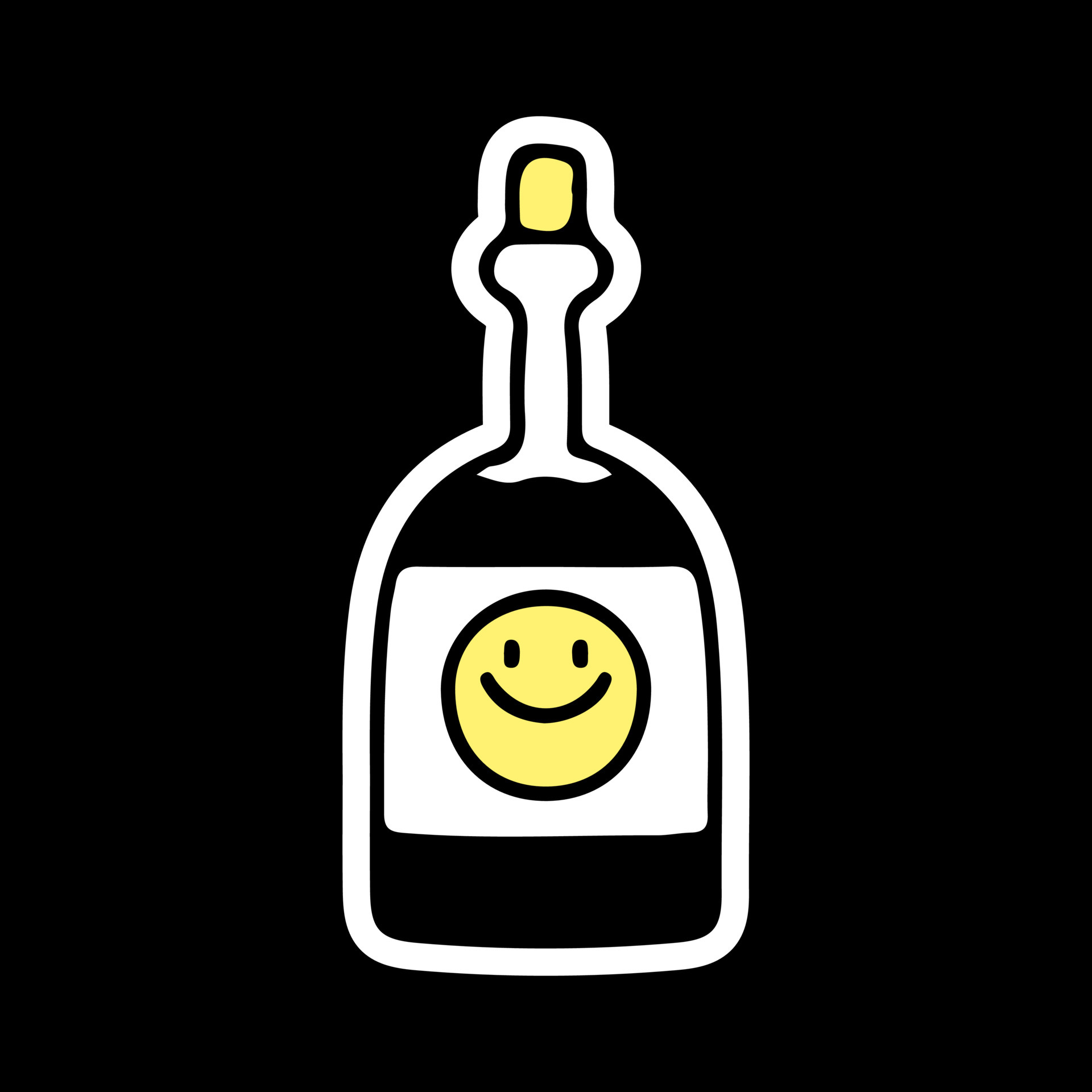 botella de alcohol con emoji de sonrisa, ilustración para camisetas