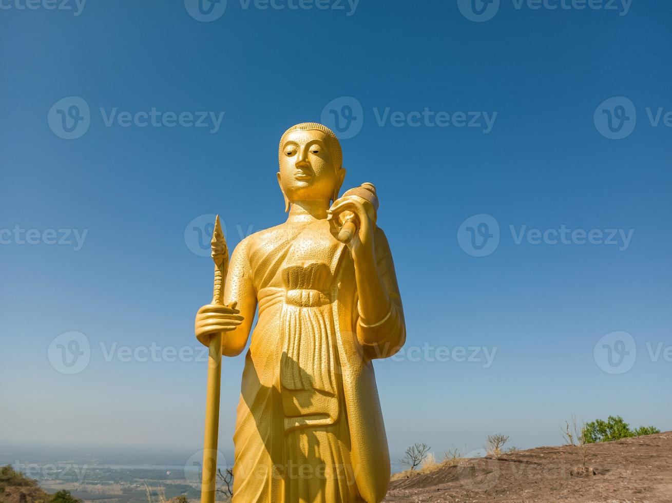 The landscape of Buddha images on top of Tham Naka Mountain. photo