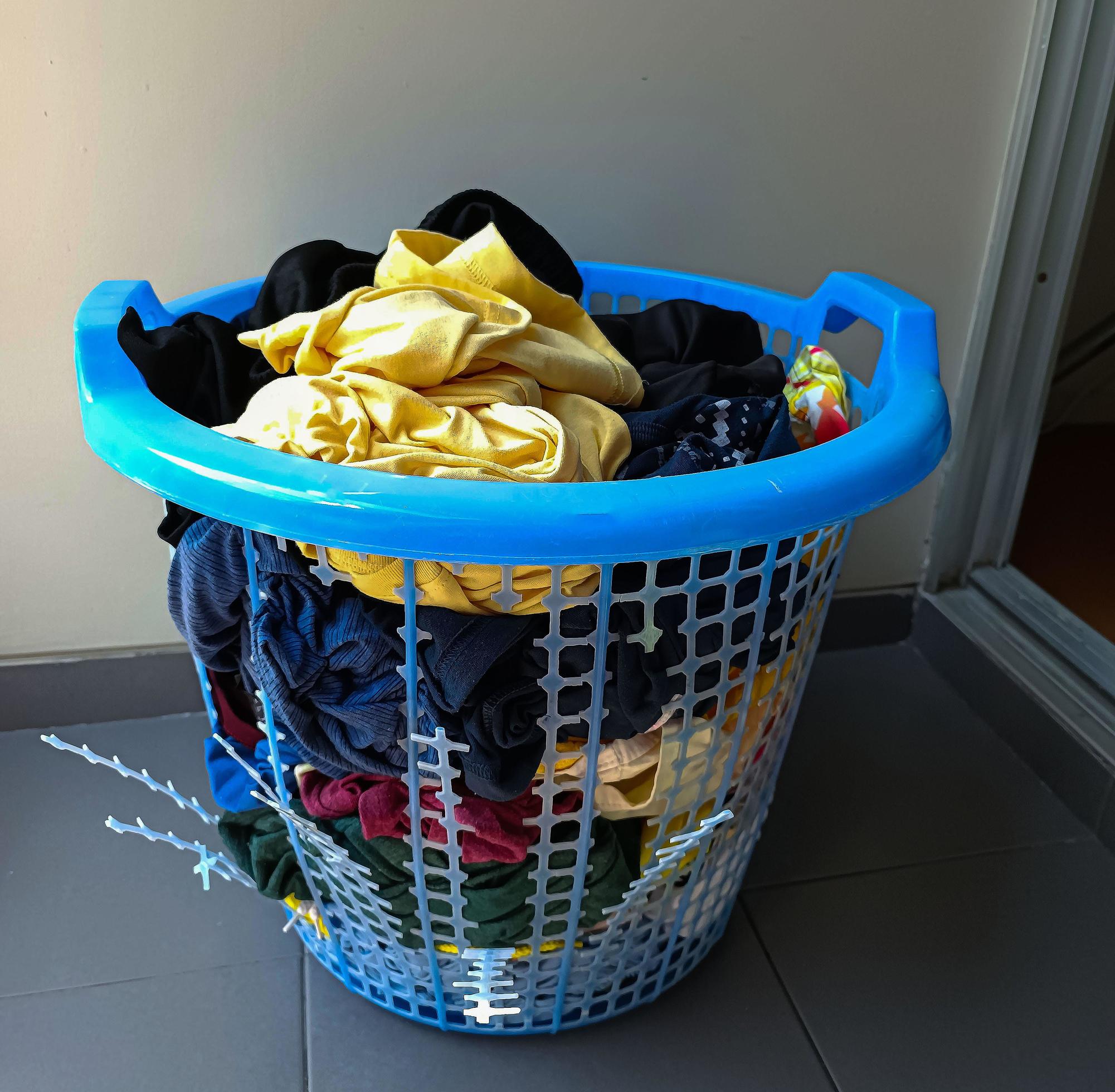 Broken blue plastic laundry basket. 6648235 Stock Photo at Vecteezy