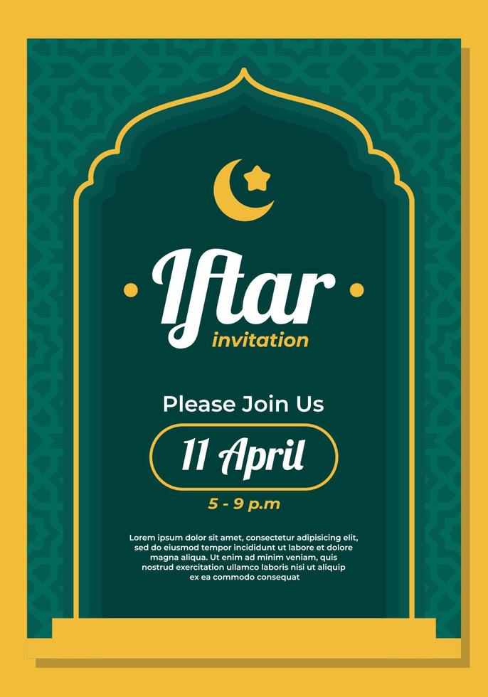 plantilla de invitación iftar vector