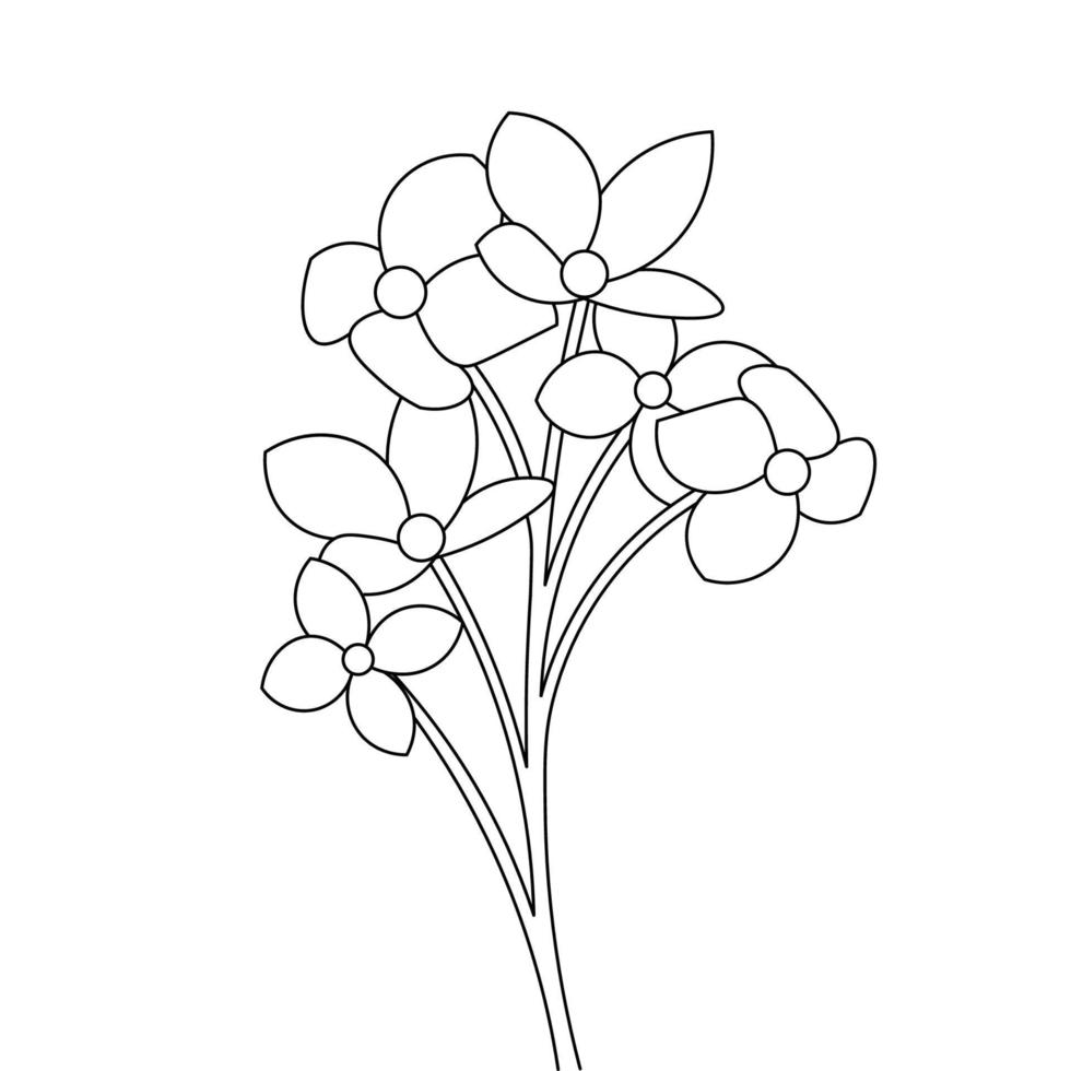 Black silhouettes of Coloring book page design with Hand drawn sketch flowers vector