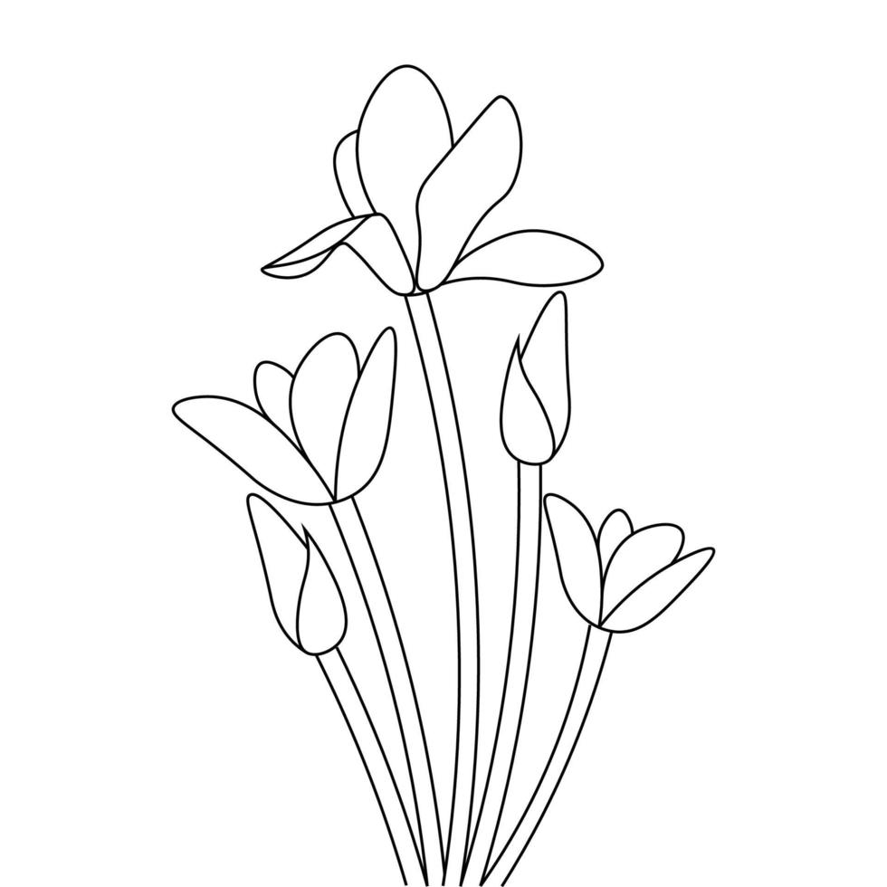 Bonitas Flores Para Dibujar niños hermosas flores libro para colorear esquema vector dibujo lineal hoja  de trabajo en blanco y negro 6648613 Vector en Vecteezy