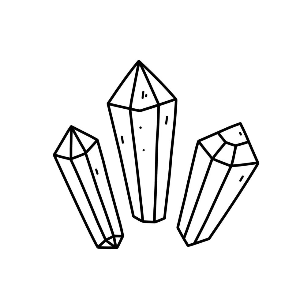 Magic crystals isolated on white background. Vector hand-drawn illustration in doodle style. Perfect for cards, decorations, logo.