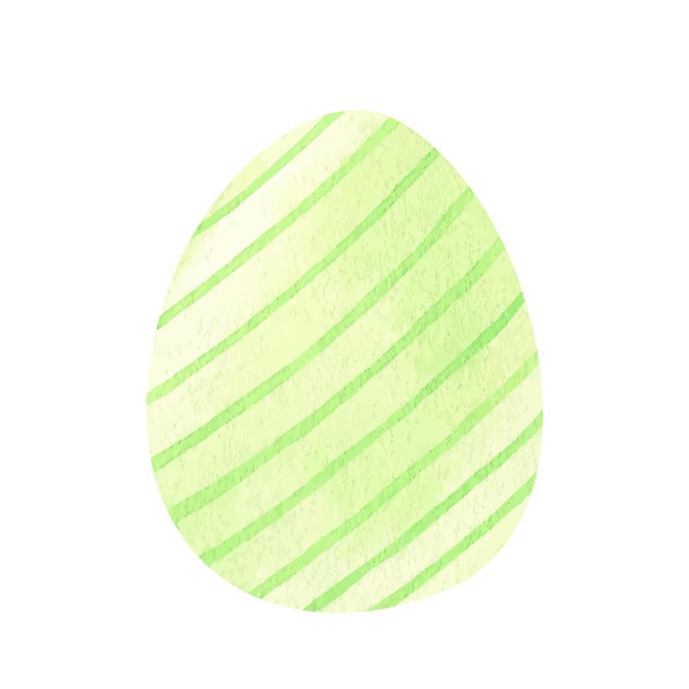 Decorated Easter egg with stripes in green pastel colors. Hand-drawn illustration isolated on white background. Perfect for your project, cards, prints, covers, decorations. vector