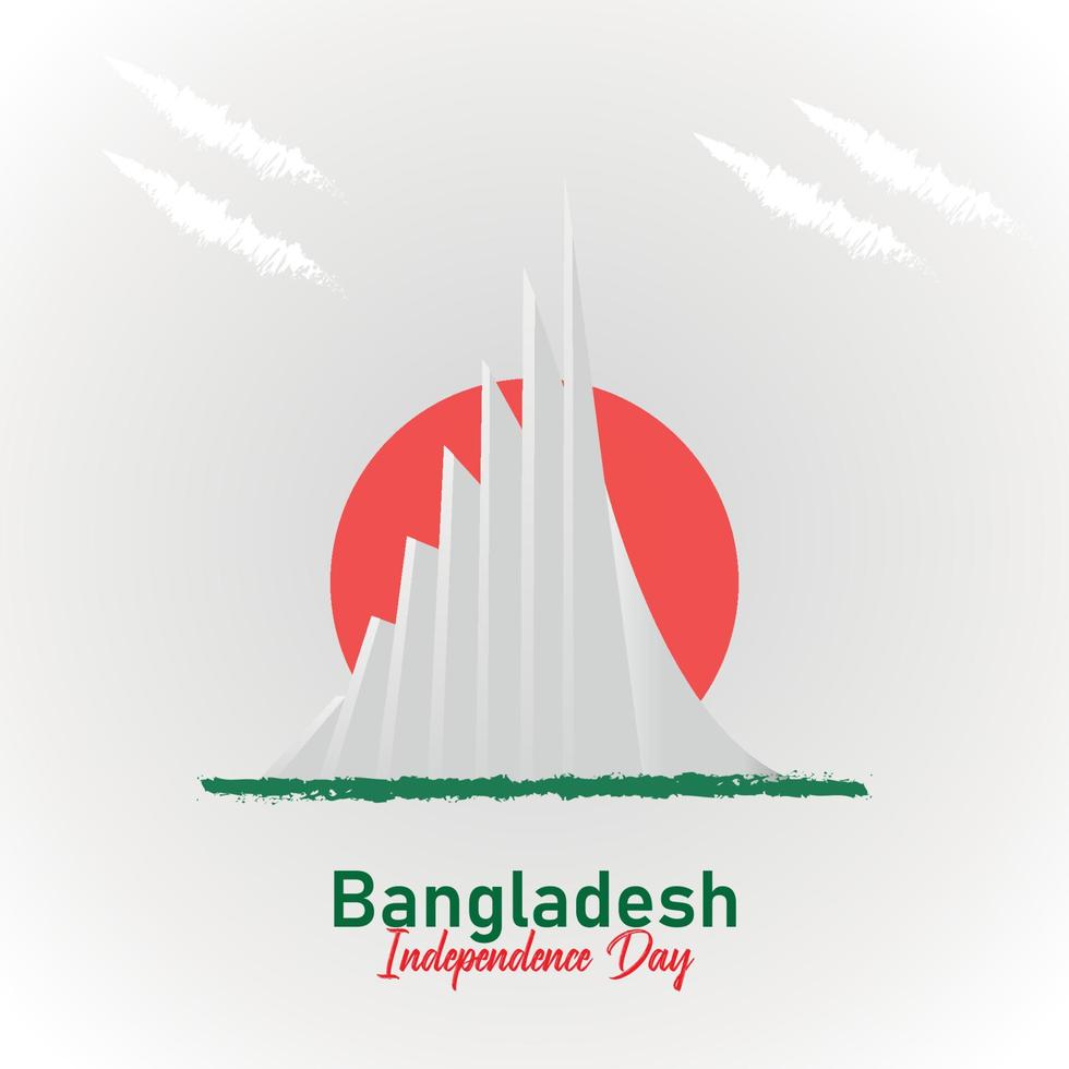 ilustración de vector de día de la independencia de bangladesh con monumento nacional