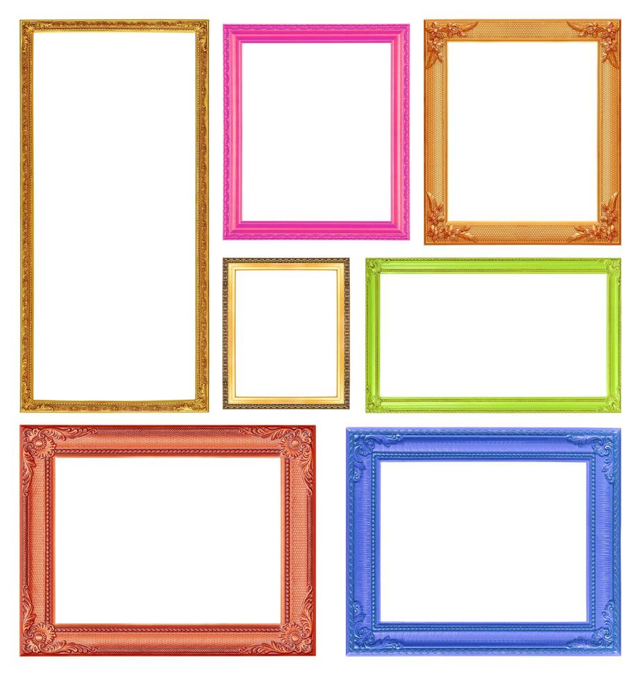 The collection colorful frames on the white background photo