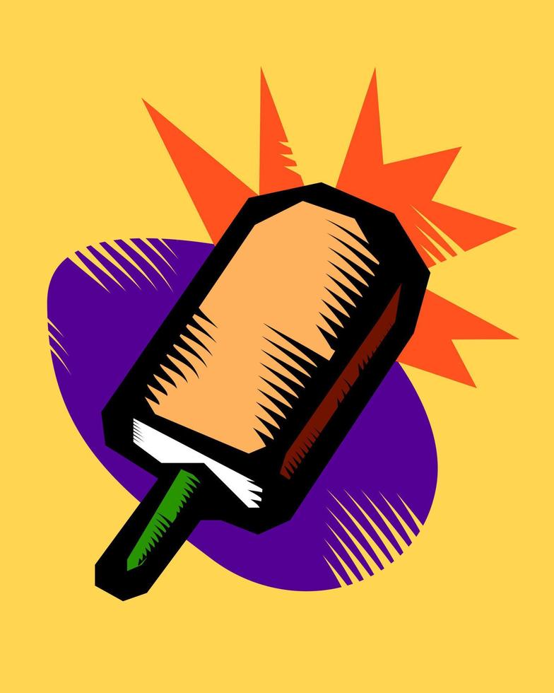 Ice cream stick symbol,vector woodcut design vector