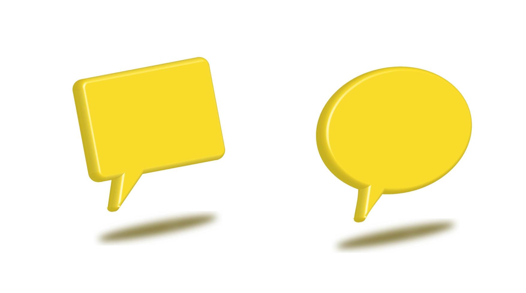 Yellow 3d speech bubble shape set. Simple dialog balloon text box photo