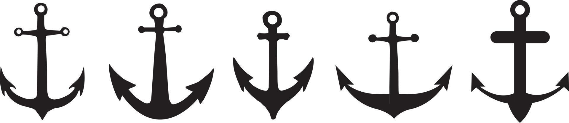 conjunto de iconos de anclas. señales náuticas. ilustración vectorial vector