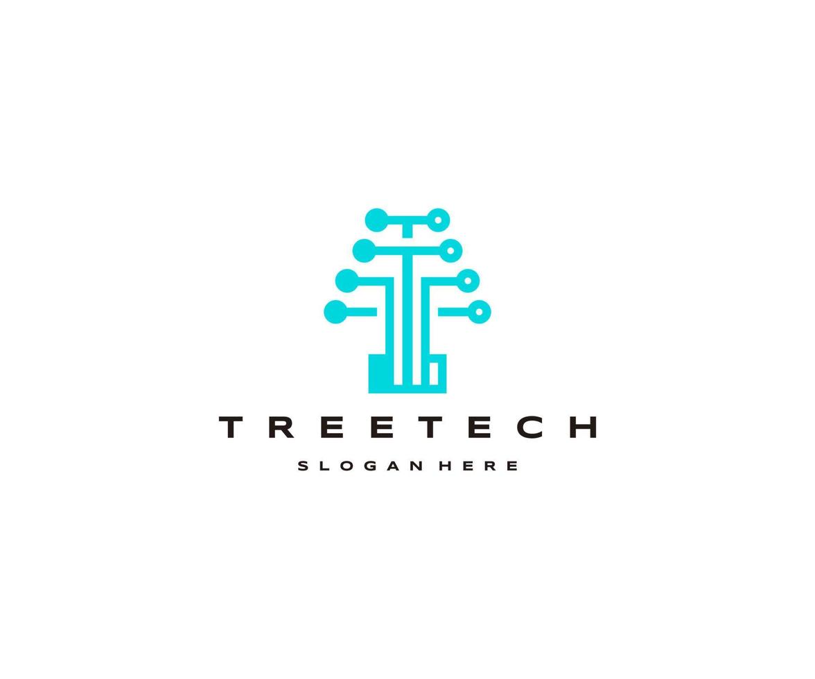 Tree tech logo icon design template vector