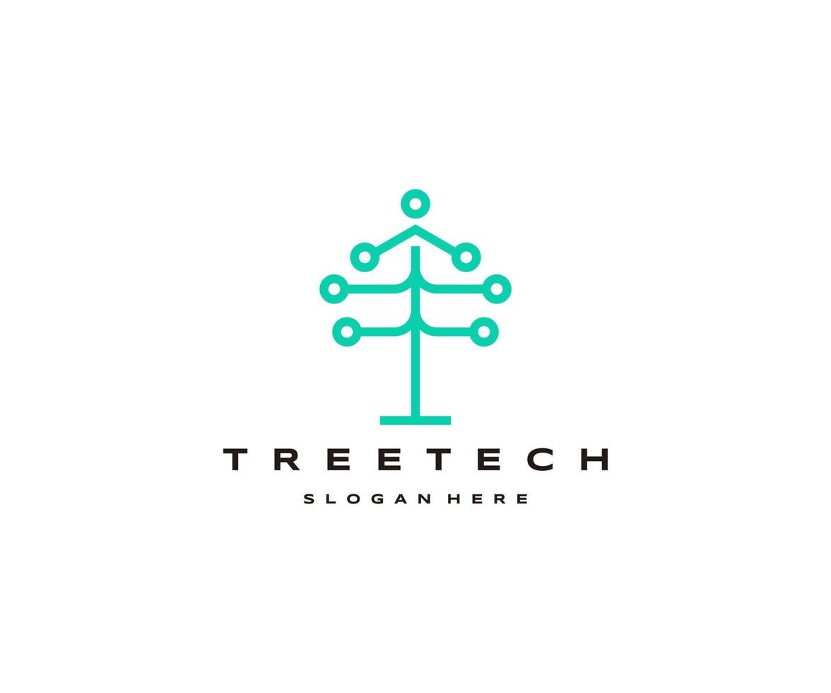 plantilla de diseño de icono de logotipo de tecnología de árbol vector