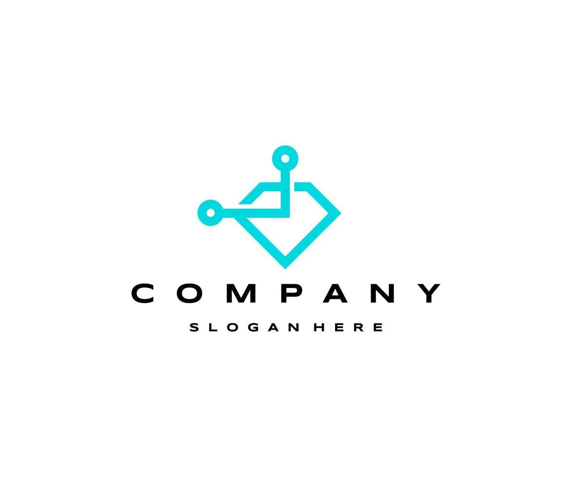 Diamond tech logo icon design template vector