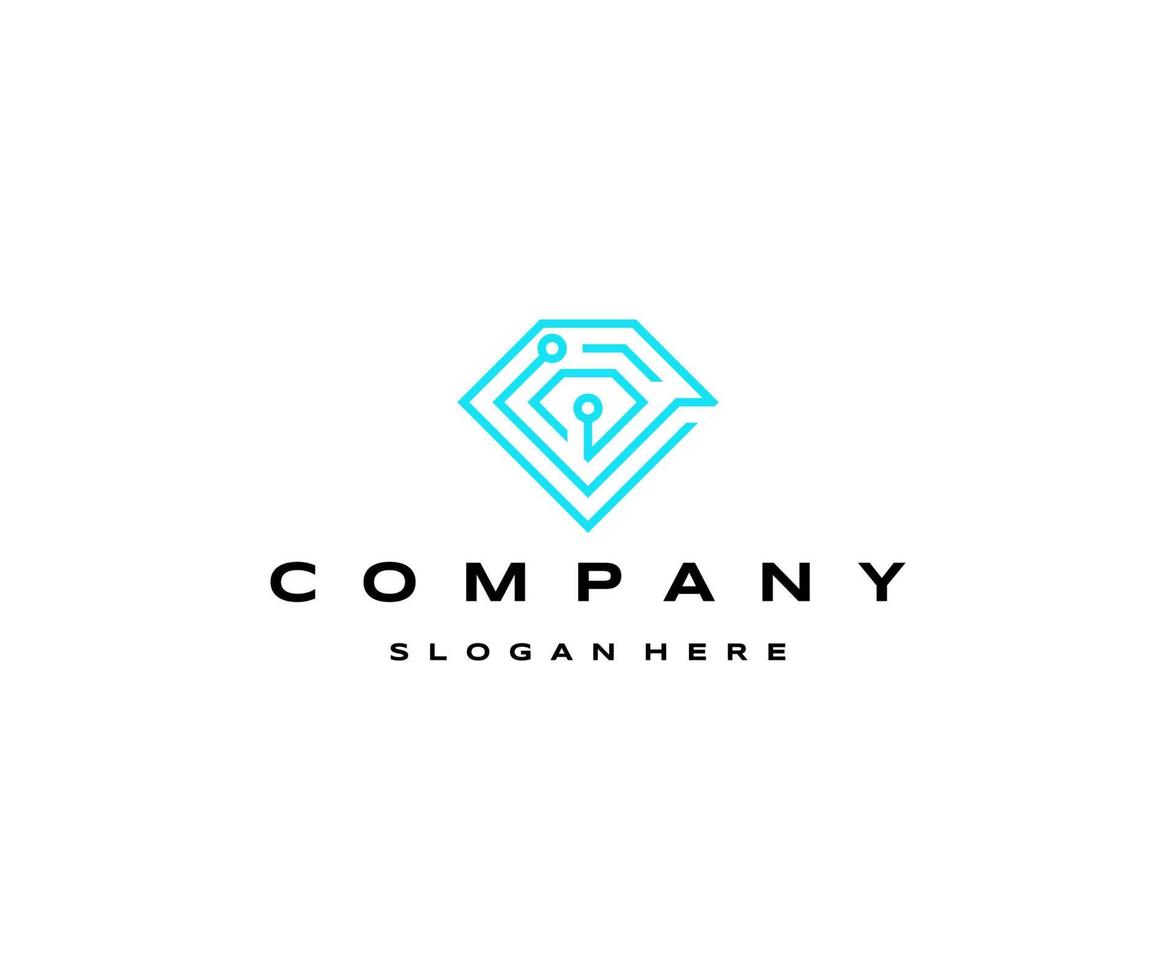 Diamond tech logo icon design template vector