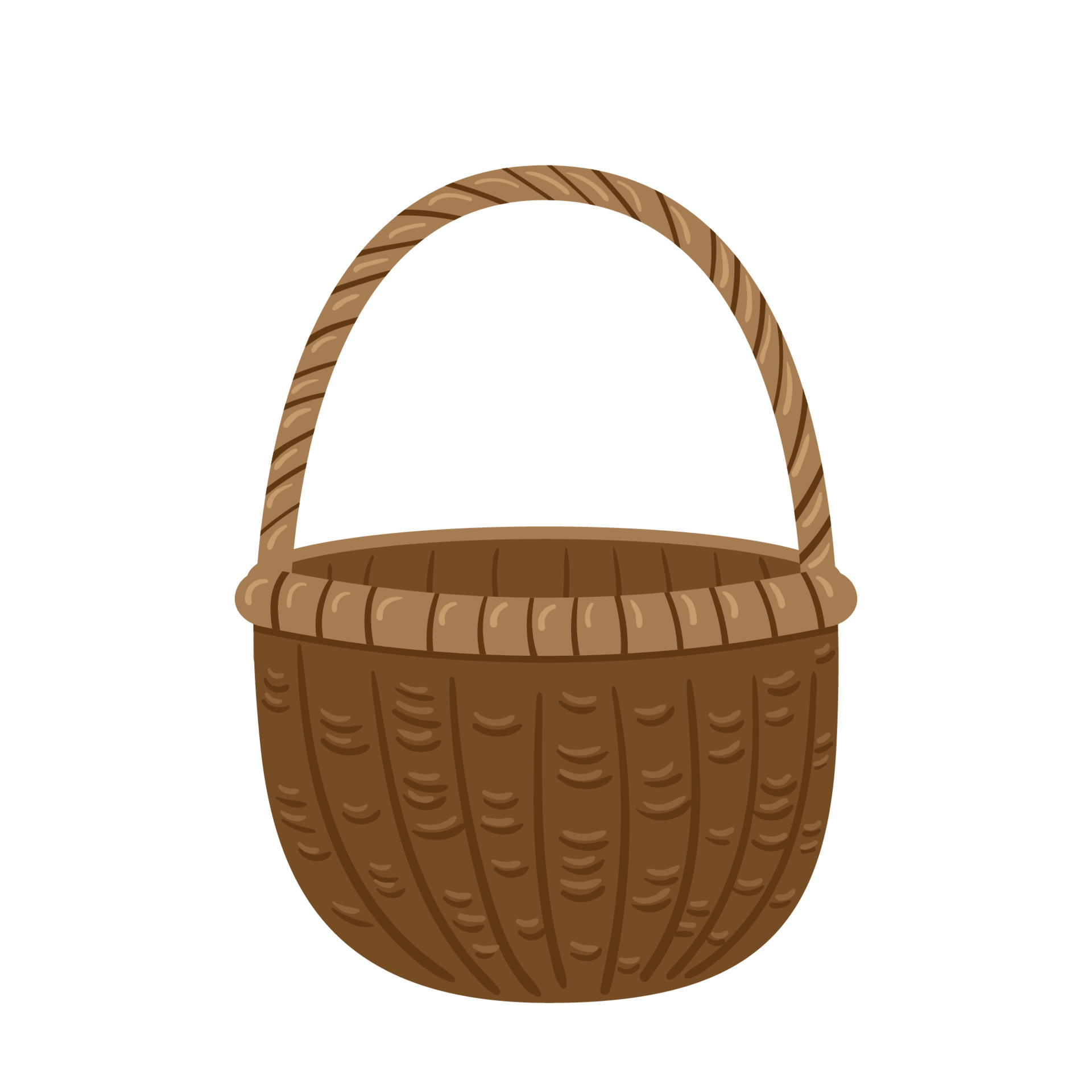 Empty woven wicker basket. Vector cartoon illustration isolated on white  background. 6649420 Vector Art at Vecteezy