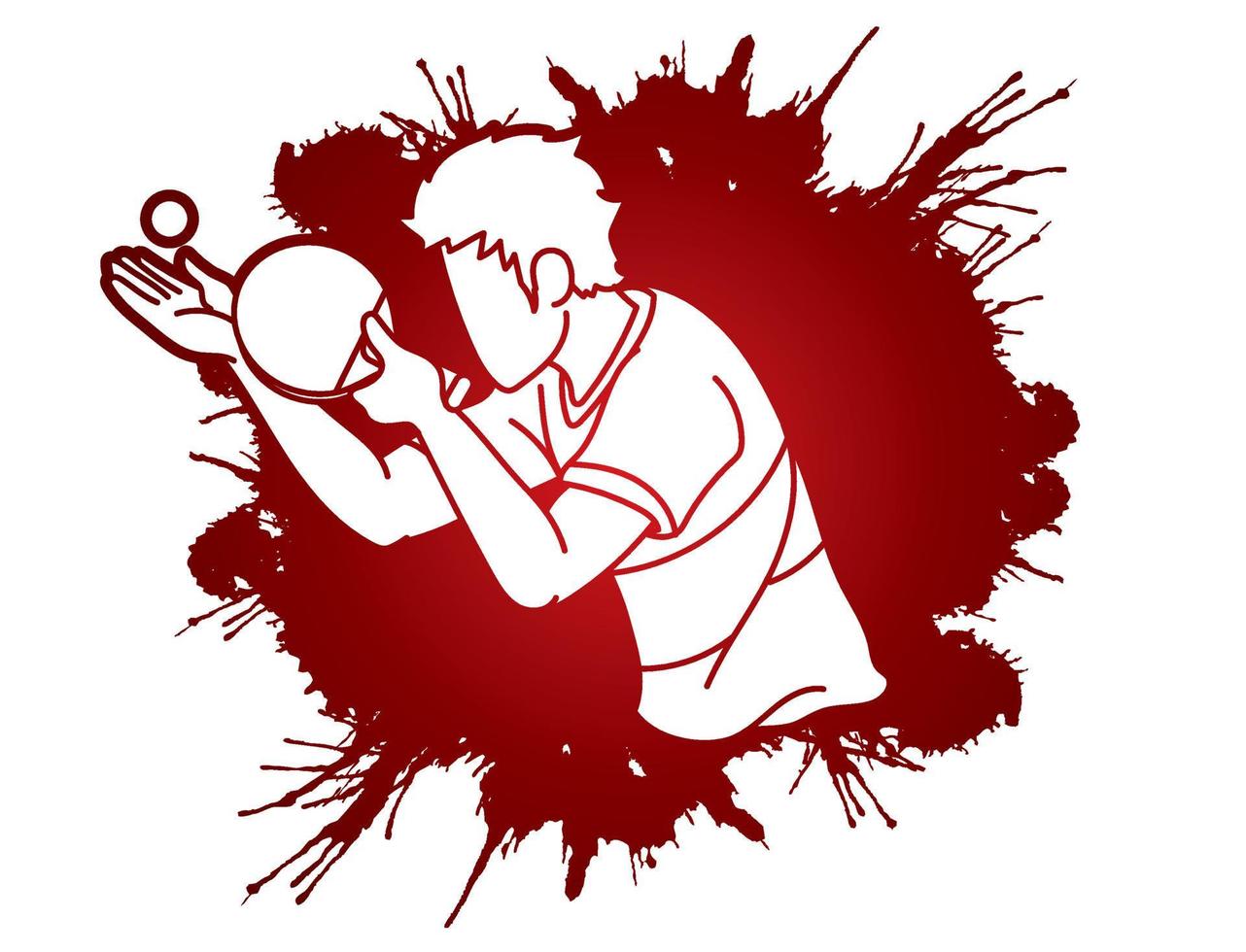 Table Tennis Player Action on Splash Brush vector