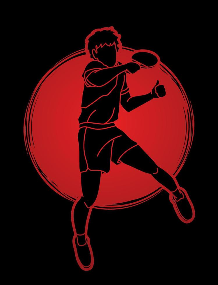 Silhouette Table Tennis Player Jumping vector