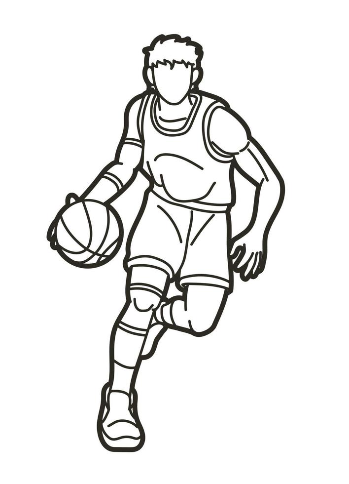 Basketball Player Dripping Ball Action vector