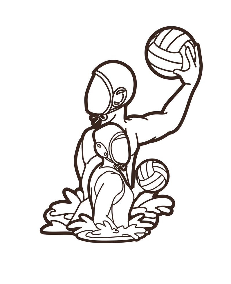 Outline Water Polo Sport vector