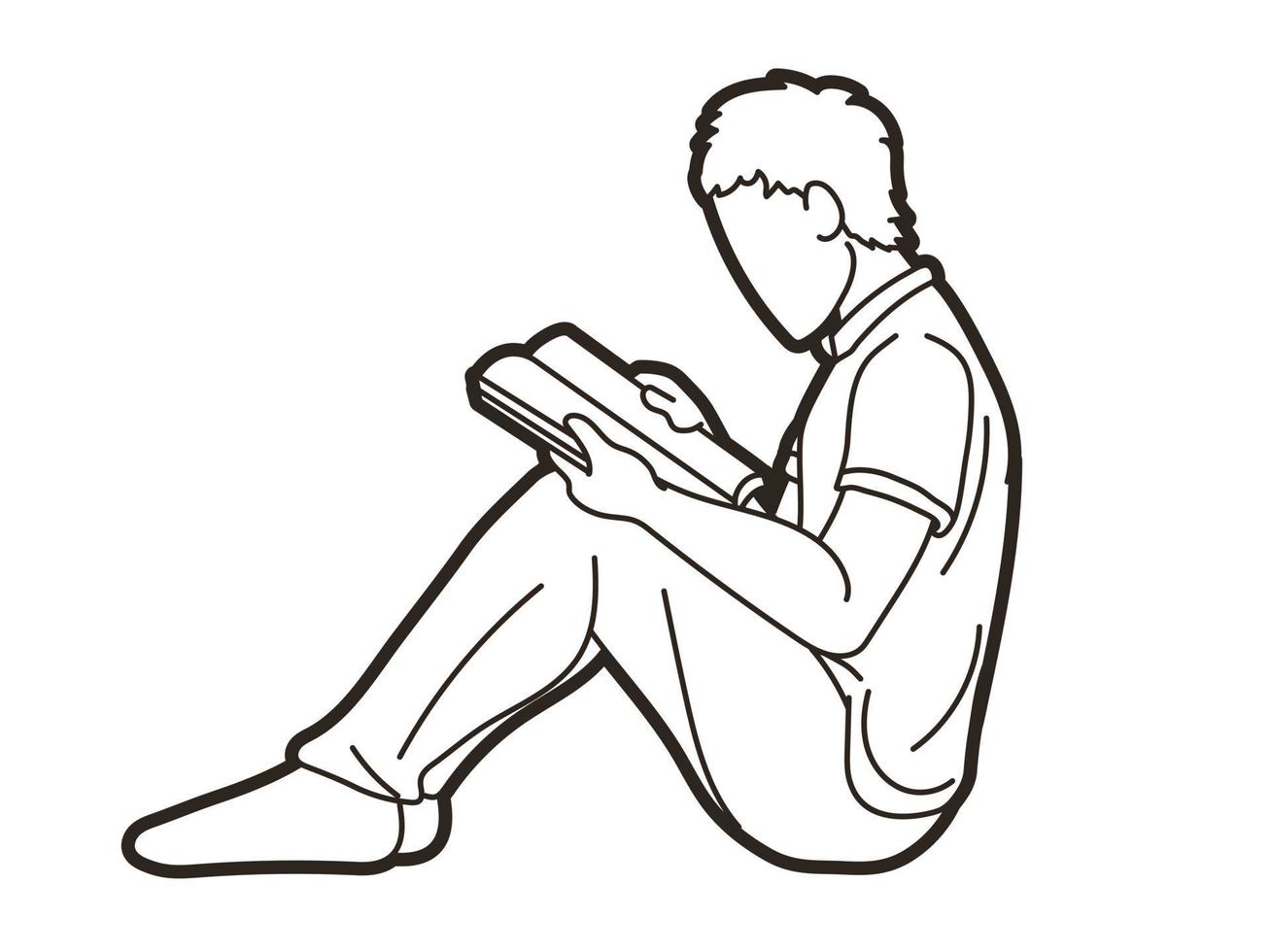 A Man Reading A Book vector