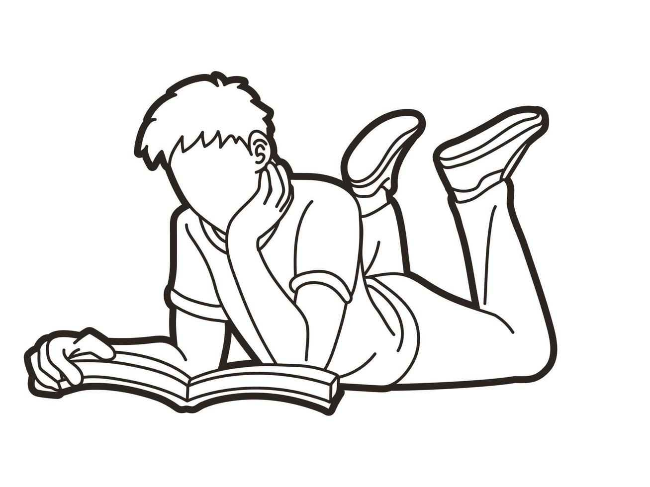 A Man Lay Down Reading A Book vector