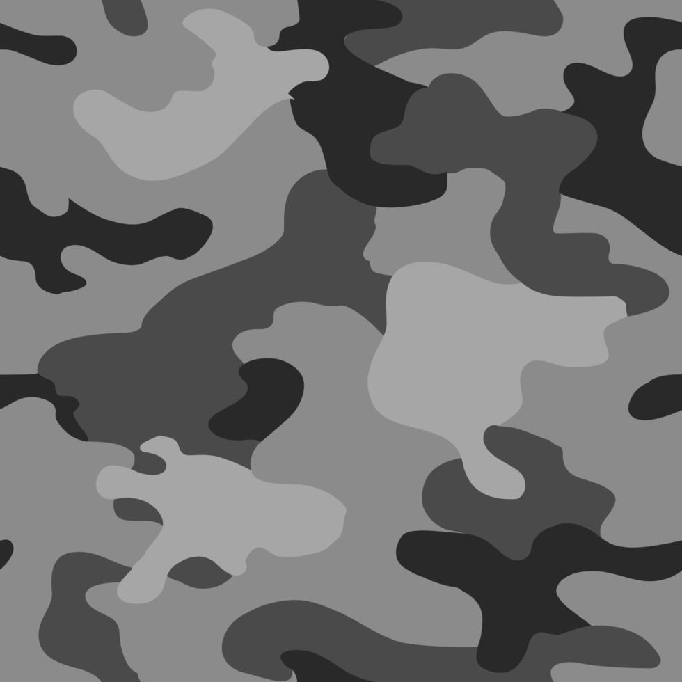 el camuflaje militar de textura repite el patrón vectorial sin costuras para tela, fondo, papel tapiz y otros. estampado de ropa clásica. patrón de camuflaje de vector transparente monocromo abstracto.