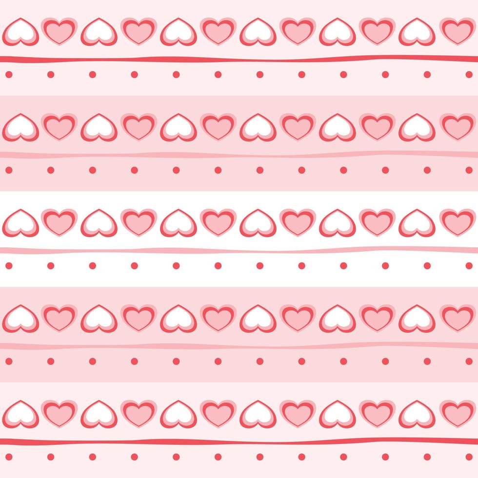 Vector - Abstract seamless pattern of many hearts, dot and line on pink and white background.