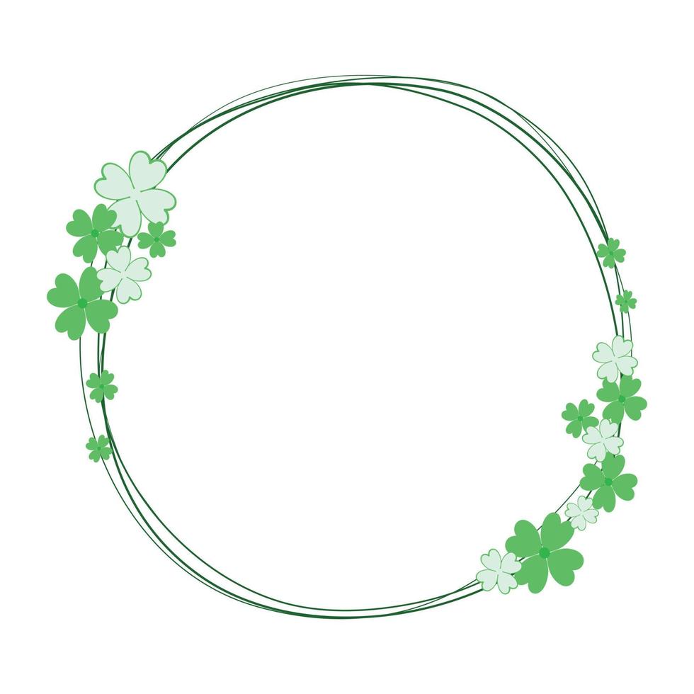 Vector - Simple border with green clover leaves on round line. Saint Patrick's day. Holiday. Copy space.