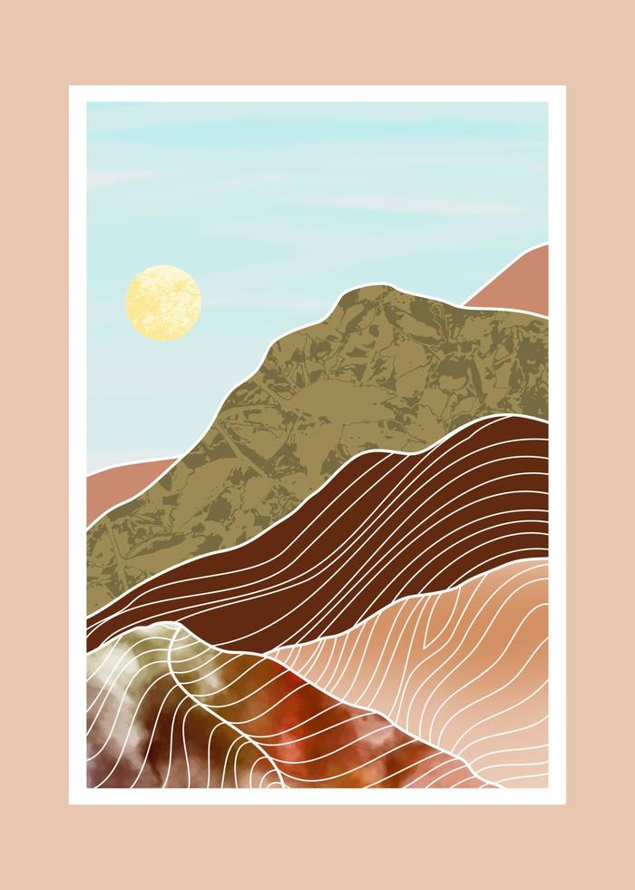 Abstract mountain painting, Abstract background, Premium Vector