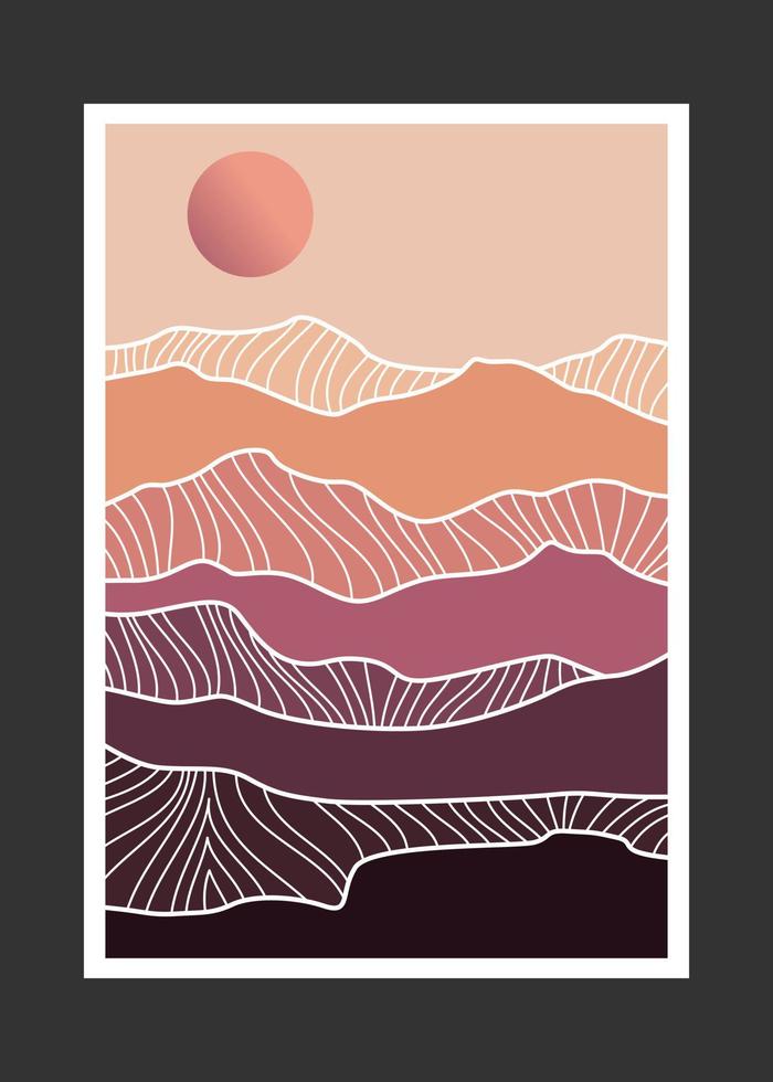 Abstract mountain painting, Abstract background, Premium Vector